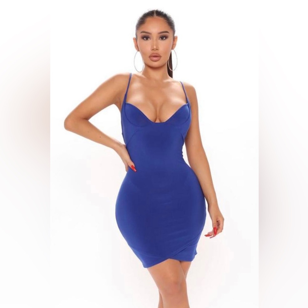 Fashion Nova Royal Blue “Let’s Go To Miami Double Lined Mini Dress” Size XS NWT